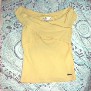 Yellow twist crop top